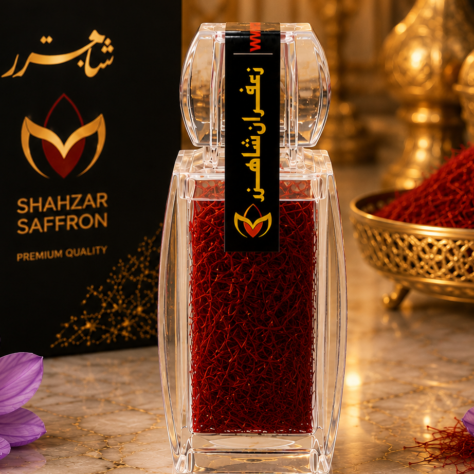 Premium Iranian Saffron | Crystal Container 1 Mithqal (4.608 g)
